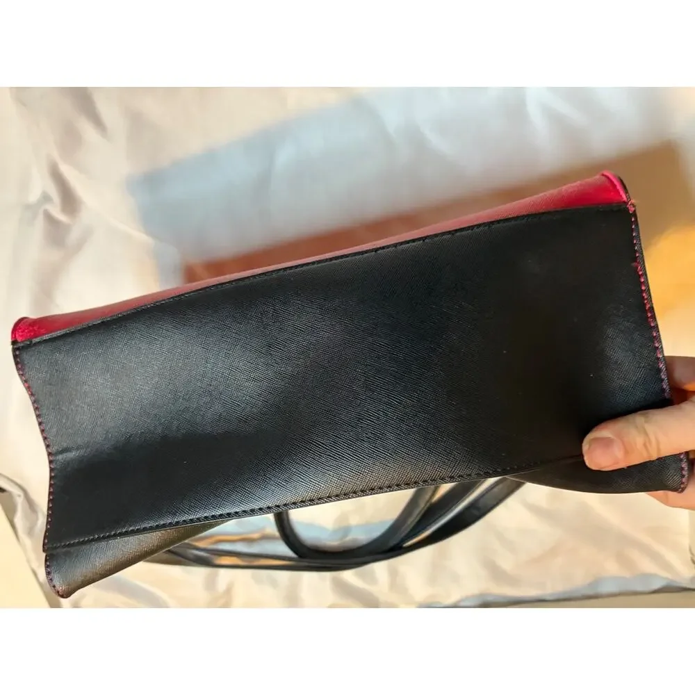 Betsey Johnson Red Black Double Handle Shoulder Bag Purse